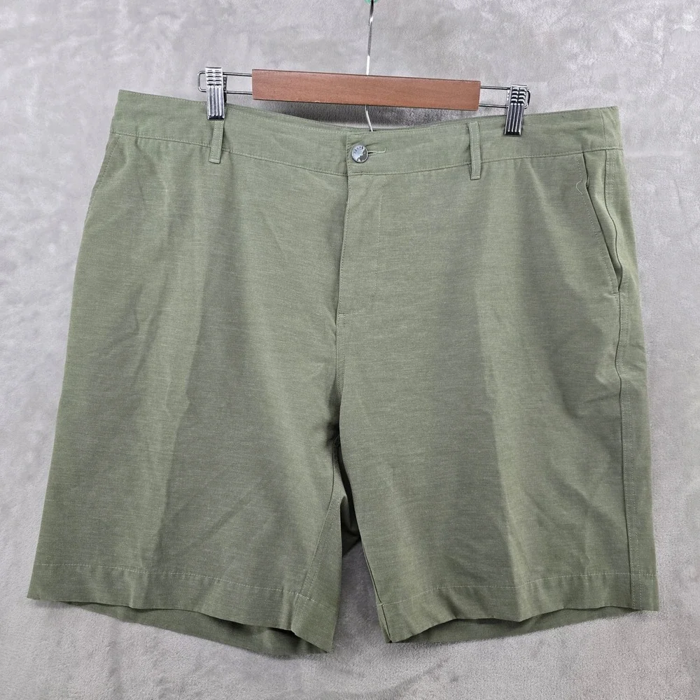 Faherty All Day Shorts Mens 40 Green Flat Front Hybrid Performance Casual